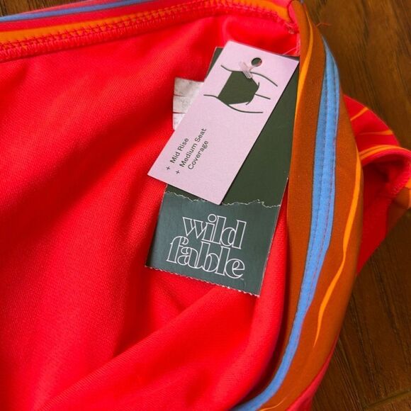NWT Wild Fable Size 3X Orange Striped Multicolored Bikini Swim Bottom Hipster - Picture 6 of 7
